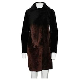 Sandro-Sandro Black And Brown Lambskin Jacket-Brown