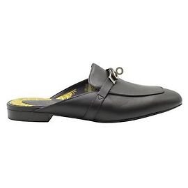 Hermès Black Oz mule with Palladium Hardware Black