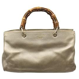 Gucci-Bamboo Shopper Leather Tote in Gold-Golden