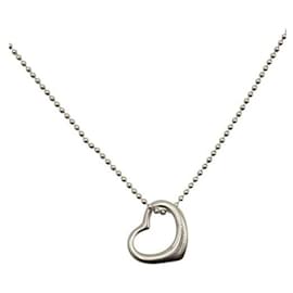 Tiffany & Co-Open Heart Necklace with Beaded Chain Necklace-Silvery