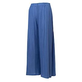 Issey Miyake-Pantalon plissé-Bleu