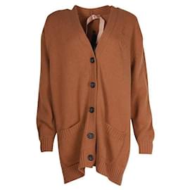 Autre Marque-Brown Knit Cardigan with Star-Brown