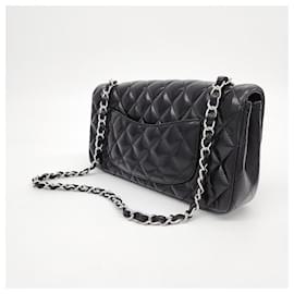 Chanel-Chanel Bolsa Baguete Clássica Nova Pele De Cordeiro-Preto