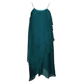 Autre Marque-Contemporary Designer Sea Blue Asymmetric Dress-Blue