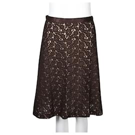 Dolce & Gabbana-Dolce & Gabbana Brown Lace A-Line Midi Skirt-Brown