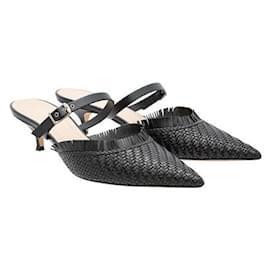 Dior-Zapatos de salón Dior Teddy-D de cuero negro tejido-Negro