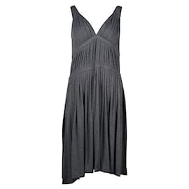 Marc Jacobs-Marc Jacobs Grey Pleated Dress with Blue Trim-Grey
