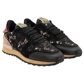 Valentino-Valentino Rockstud Accents Lace Pattern Sneakers-Multiple colors