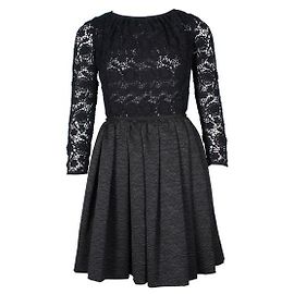 Red Valentino - Robe mi-longue en dentelle noire et bleu marine Noir