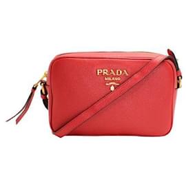 Prada-Prada Bandoliera Saffiano Red Leather Cross Body Bag-Red