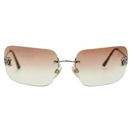 Chanel-Randlos Y2K-Sonnenbrille-Braun