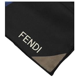 Fendi-Sciarpa quadrata foulard stampata astratta-Marrone