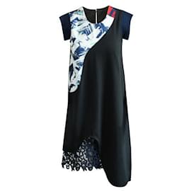 Autre Marque-CONTEMPORARY DESIGNER Abstract Multi Print Dress-Black