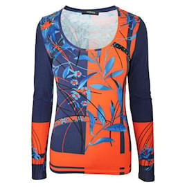Versace-Versace Orange & Blue Print Long Sleeve Blouse-Multiple colors