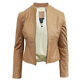 Autre Marque-Contemporary Designer Brown Leather Jacket-Brown