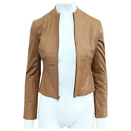 Autre Marque-Contemporary Designer Brown Leather Jacket-Brown