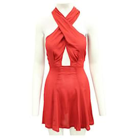 Reformation-REFORMATION Petite robe rouge avec ouverture sur le devant-Rouge