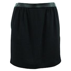 Maje-Minifalda MAJE con ribete de piel de cordero-Negro