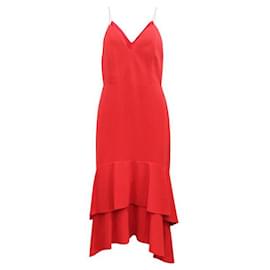 Alice + Olivia-ALICE + OLIVIA Red Long Dress with Spaghetti Shoulder Straps-Red