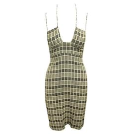 Reformation-REFORMATION Brown Checked Dress with Front Tie-Brown
