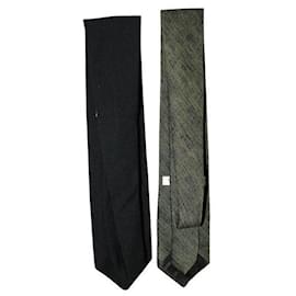 Giorgio Armani-GIORGIO ARMANI Set of Two Ties: Green and black-Black