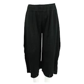 Issey Miyake-Issey Miyake pantalones anchos negros-Negro