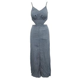 REFORMATION Vestido largo azul con lunares Azul