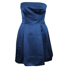 Autre Marque-CONTEMPORARY DESIGNER Strapless Elegant Navy Blue Dress with Bow at the back-Navy blue