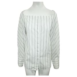 Autre Marque-Dion Lee White Striped Shirt with Knot at the Back-White