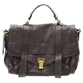 Proenza Schouler-PS1 Medium Bag in Dark Graphite Leather-Grey