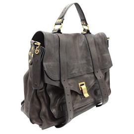 Proenza Schouler-PS1 Mittelgroße Tasche aus dunklem Graphitleder-Grau
