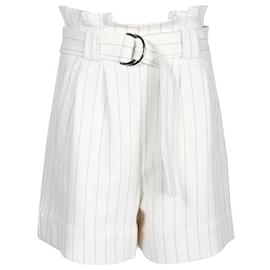 Ganni-Belted White Shorts-White
