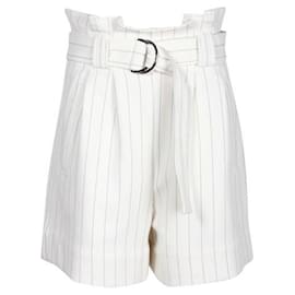 Ganni-Pantalones cortos blancos con cinturón-Blanco