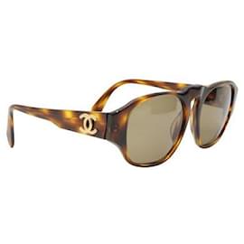 Chanel-gafas de sol de tortuga-Castaño
