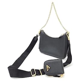 Prada-Prada Saffiano Lux Chain Hobo Bag (1BH204)-Black