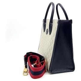 Gucci-Gucci Gg Ophidia Korea Exclusive Small Tote Bag (703256)-Beige,Navy blue