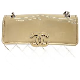 Chanel-Chanel  Patent Shoulder Bag-Beige