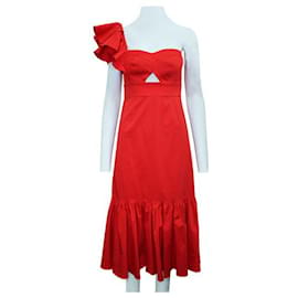 Autre Marque-ZEITGENÖSSISCHES DESIGNER-Abendkleid in leuchtendem Rot mit einem Ärmel-Rot
