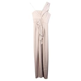 Autre Marque-Abito lungo drappeggiato DESIGNER CONTEMPORANEO-Beige