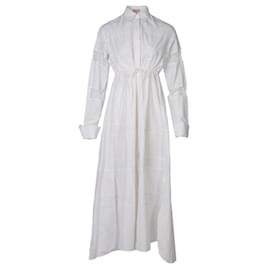 Alaïa-ALAIA Besticktes Popeline-Kleid-Weiß