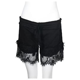 Anna Sui-Anna Sui Shorts Preto com Renda-Preto