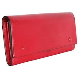 Céline-CELINE Large Flap Multifunction Wallet-Red