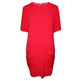 Autre Marque-CONTEMPORARY DESIGNER Neon Pink Shift Dress with Pockets-Pink