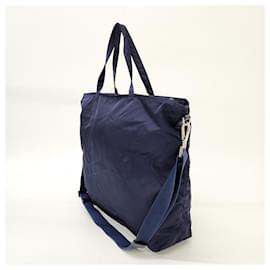 Prada-Prada Tote And Shoulder Bag-Navy blue