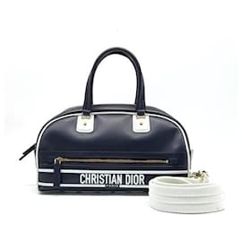 Christian Dior-Christian Dior Vibe Bowlingtasche, mittelgroß-Weiß,Marineblau