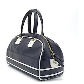 Christian Dior-Christian Dior  Vibe Bowling Bag Medium-White,Navy blue