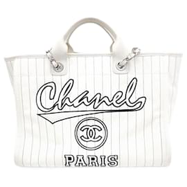 Chanel-Bolso de hombro convertible Chanel Deauville Tote-Multicolor,Crudo