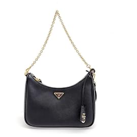Prada-Prada  Saffiano Lux Chain Hobo Bag-Black