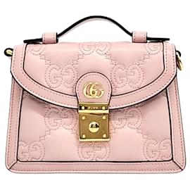 Gucci-Gucci GG Matlase petit sac à poignée supérieure (724499)-Rose