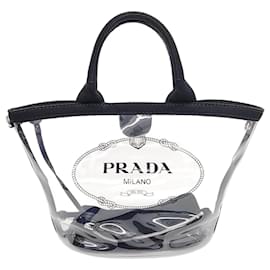 Prada-Prada  PVC Tote Convertible Shoulder Bag-Black,Other